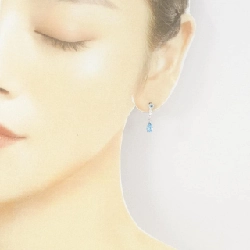 K18WG Ngọc xanh dương Bông tai 1.00CT - Hàng hiệu Chính hãng 870821