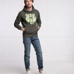 Áo hoodie Kenzo Paris thêu đầu hổ màu xanh lá rêu 760759