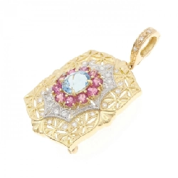 K18YG/PT900 Mặt dây chuyền đá màu - Hàng hiệu Authentic