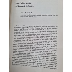 INTERACTIVE SYSTEMS FOR EXPERIMENTAL APPLIED MATHEMACTICS (EDITED BY KLERER & REINFELDS) 119743