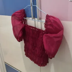 [SIXDO] ÁO TAY BỒNG MÀU HỒNG SẪM SIZE M SECONDHAND 1020520