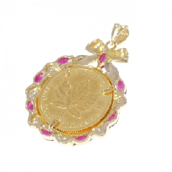 585YG/585WG(枠) Ruby Coin Pendant - Hàng hiệu Authentic 864317