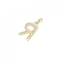 K18YG Chữ cái R Mặt dây chuyền Sapphire 0.26CT - Hàng hiệu Chính hãng 865567