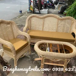 Bàn ghế sofa mât kết hợp lưới mây mắt cáo 719001