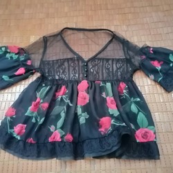 Áo babydoll voan hoa 183221