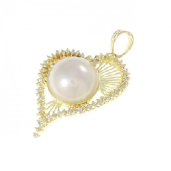 K18YG Mặt dây chuyền hình trái tim ngọc trai Mabe - Hàng hiệu Chính hãng