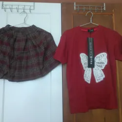 Set váy áo thun bé gái <47 ký mặc Tết cực xinh