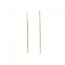 K18YG Bông tai kim cương 0.08CT - Hàng hiệu Chính hãng