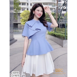 Áo peplum xanh công sở