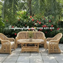 Bàn ghế mây tự nhiên cây đóng 735223
