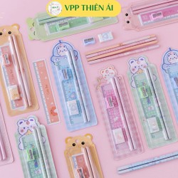 4 Set đồ dùng học tập 5 món, dụng cụ học tập cho bé - VPP THIÊN Á