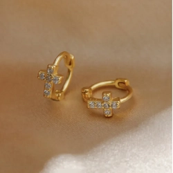 Hoa tai mạ vàng 14K đá Zircon mini (9mm)