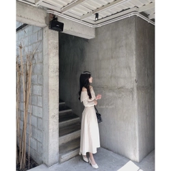 Váy Đầm Nữ Dáng Dài Trễ Vai SOLEIL ROOM Nhúng Hông Chống Nhăn Tôn Dáng LORA DRESS 496558