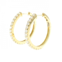 K18YG Bông tai kim cương hình vòng 0.809CT - Hàng hiệu Chính hãng