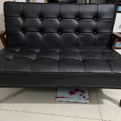 Ghế Sofa phong cách retro khung gỗ màu đen - dài 1m15. 58231