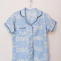 Bộ đồ pijama nữ ngắn tay chất vải kate họa tiết D&G 18821