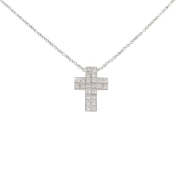 K18WG Dây chuyền kim cương chéo 1.14CT - Hàng hiệu Chính hãng