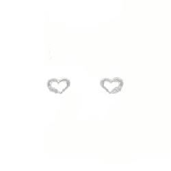 K18WG Bông tai kim cương hình trái tim 0.04CT - Hàng hiệu Chính hãng