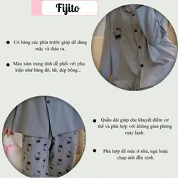 Bộ đồ ngủ pijama bộ ngủ cotton nữ dài tay in hình kitty mềm mại Quảng Châu cao cấp 597144
