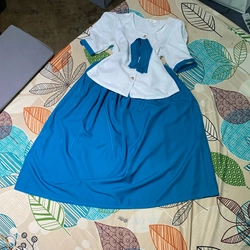 Áo váy màu trắng xanh vải size s  509287