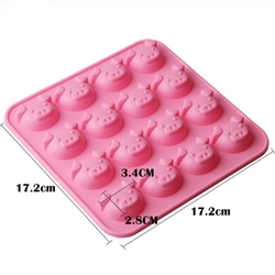 Khuôn silicon làm rau câu, socola 16 mặt heo con – Mã số 1087 338189