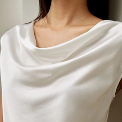 [Mới] Áo lụa cổ đổ dáng suông 2 màu đen, trắng 416652