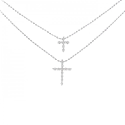 K18WG Dây chuyền kim cương chéo 0.05CT - Hàng hiệu Authentic