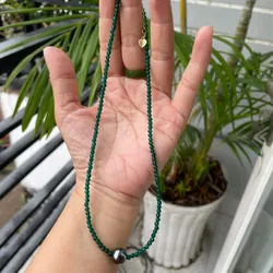 Vòng đeo cổ đá cắt giác , viên chủ là đá Hematit màu xám 680495