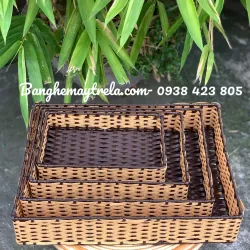 Khay mây nhựa để đồ hình chữ nhật 1008015