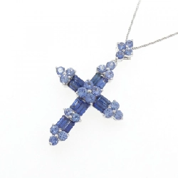 K18WG Đan Chéo × Hoa Sapphire Dây Chuyền 2.10CT - Hàng hiệu Chính hãng 846488