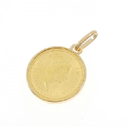 K18YG(枠) Đồng xu Mặt dây chuyền - Hàng hiệu Authentic