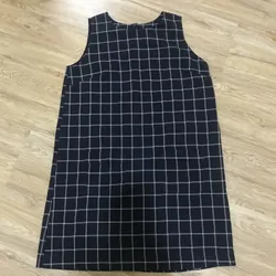 Đầm suông nữ caro xanh đen 719273