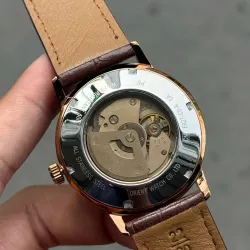 Đồng hồ Orient chính hãng, mặt tròn, dây da nâu, kim loại mạ vàng, phong cách cổ điển 706667