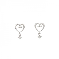 PT900 Bông tai kim cương hình trái tim 0.06CT - Hàng hiệu chính hãng