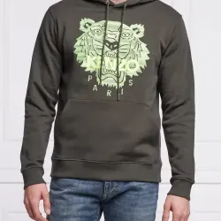 Áo hoodie Kenzo Paris thêu đầu hổ màu xanh lá rêu 760759