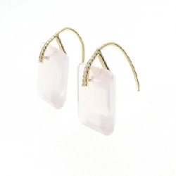 K18YG Bông tai đá hồng - Hàng hiệu Authentic 873192