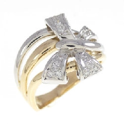 Nhẫn kim cương ruy băng K18YG/PT900 0.19CT