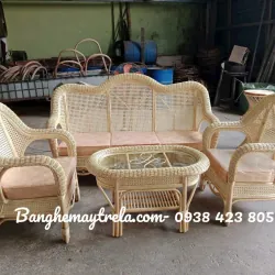 Bàn ghế sofa mây lưới mắt cáo 559688