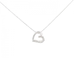 K18WG Dây chuyền kim cương hình trái tim 0.04CT - Hàng hiệu Chính hãng