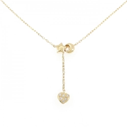 K18YG Heart × Star × Moon Diamond Necklace 0.06CT - Hàng hiệu Authentic