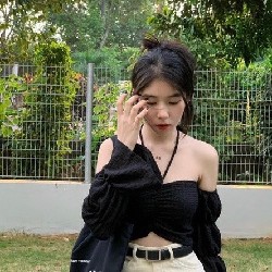 Set chân váy nhung + áo crop có mút