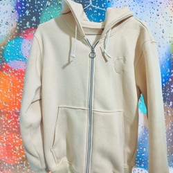 Áo hoodies nữ có dây kéo size M màu be còn rất mới