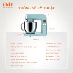 UNIE UE-990 – Nhồi bột êm ái, không nóng máy, bột dai mịn chuẩn tiệm 714265