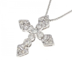 K18WG Dây chuyền kim cương hình chữ thập - Hàng hiệu Authentic 863609