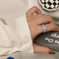 Set 8 nhẫn bạc và 1 nhẫn caro xanh 
