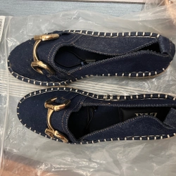 Giày bệt đế cói , hiệu zara , size 38, màu xanh đậm chất liệu vải jean, tình trạng mới  278768