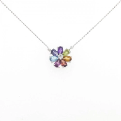 K18WG Hoa Đá Màu Dây Chuyền - Hàng hiệu Chính hãng