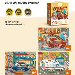 Bộ ghép hình Mideer level 3 - Hình xe cứu thương, cứu hỏa, cảnh sát