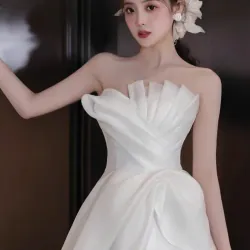 Váy cưới đi bàn cao cấp trễ vai (mặc 1 lần) 791296