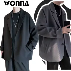 Áo khoác Unisex phong cách Hàn Quốc  màu đen đơn giản 990466